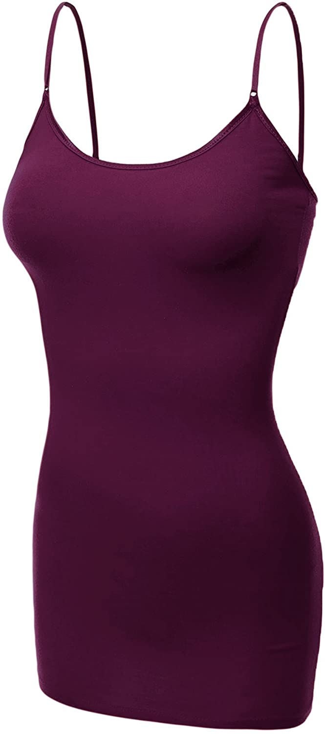 Emmalise Women's Basic Casual Long Camisole Adjustable Strap Cami Layering  Top, 3xl, Purple 