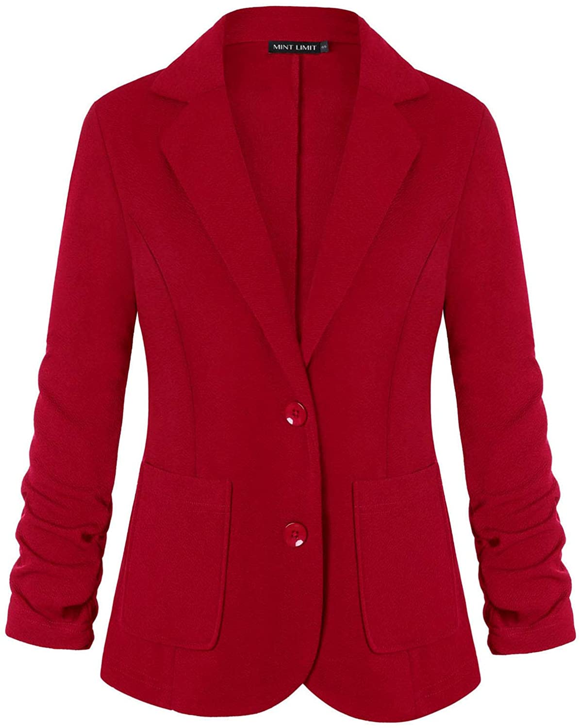 MINTLIMIT Womens Casual 3/4 Sleeve Open Front Blazer Pockets Work Suit Office Jacket