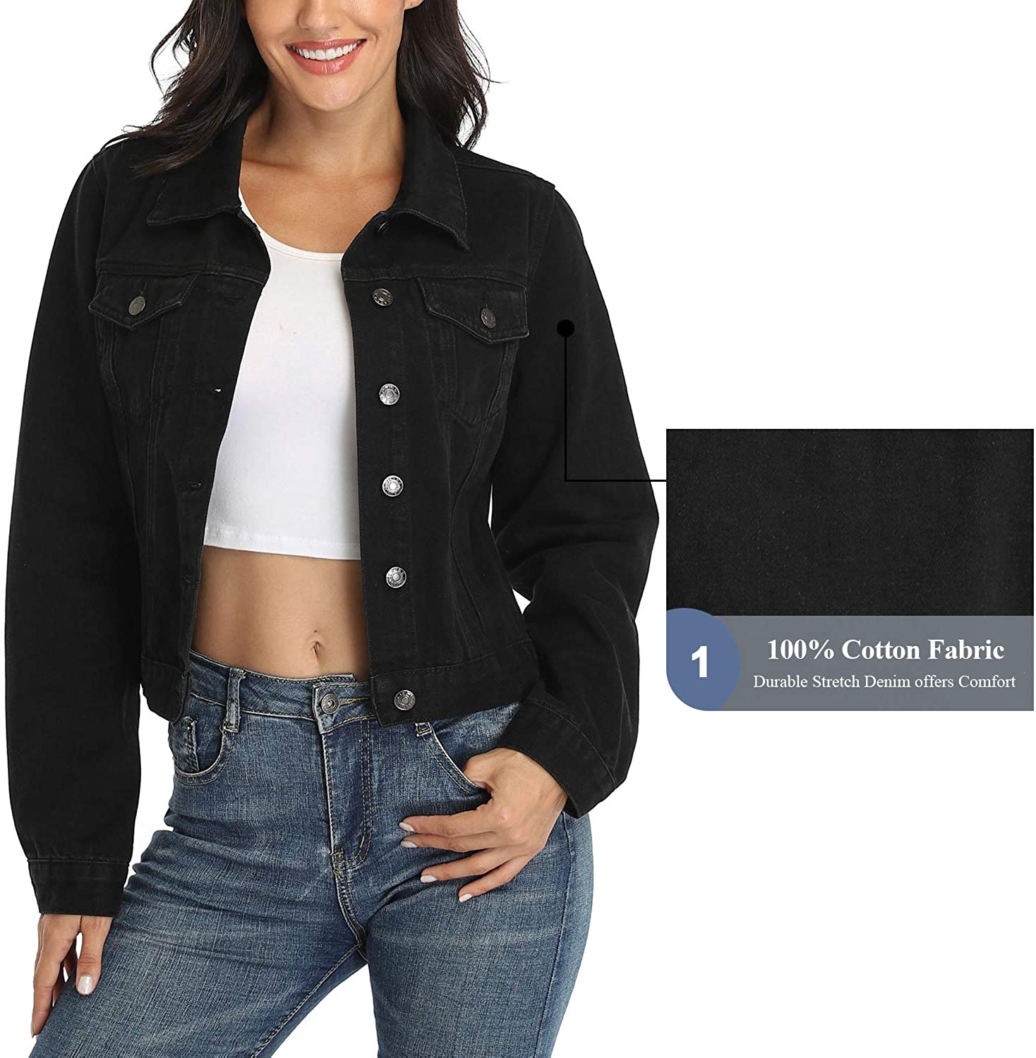 ladies black denim jackets