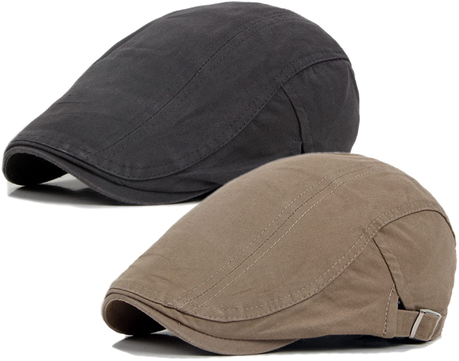 2 Pack Men's Cotton Flat Cap Ivy Gatsby Newsboy Hunting Hat | eBay