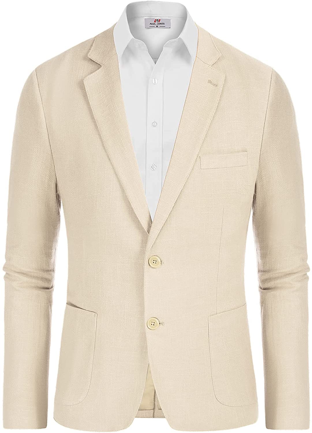 PJ PAUL JONES Men's Lightweight Linen Suit Jacket Tailored 2 Button Blazer Sport Coat 