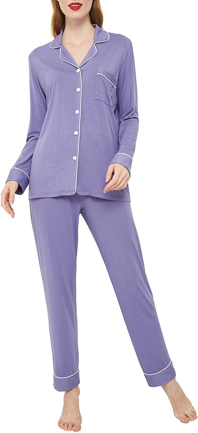Aamikast Women's Pajama Sets Long Sleeve Button Down Sleepwear