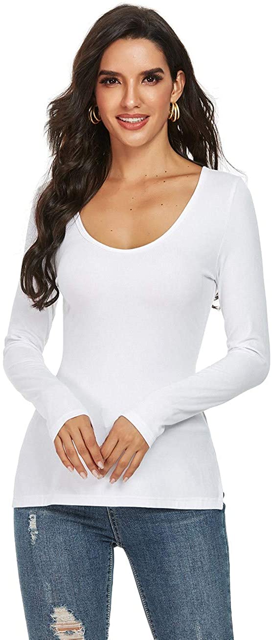 Womens Basic Long Sleeve Crew Neck Comfy Layering Slim Fit Stretch Henley Tees  Shirts Top : Buy Online at Best Price in KSA - Souq is now :  Fashion