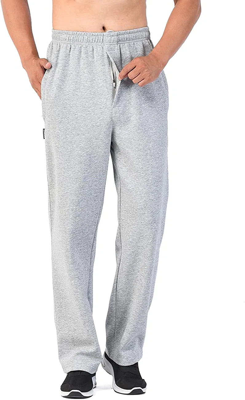 Zoulee Men's Front Zip Open-Bottom Sports Pants Sweatpants