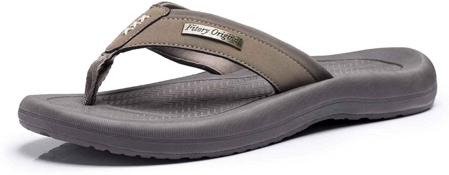 KRABOR Mens Flip Flops Comfort Arch Support Sport Thong Sandals for Outdoor Size 7-14