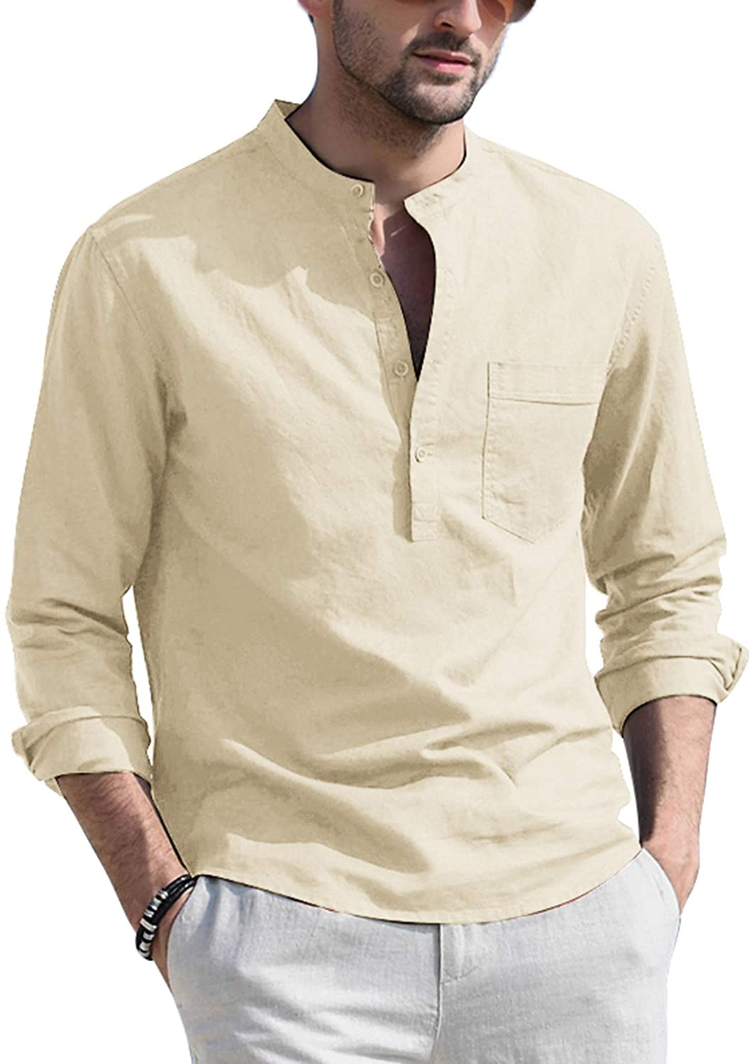 COOFANDY Mens Casual Lightning Henley Shirts Slim Fit Long Sleeve Button T-Shirt HMJ0001241