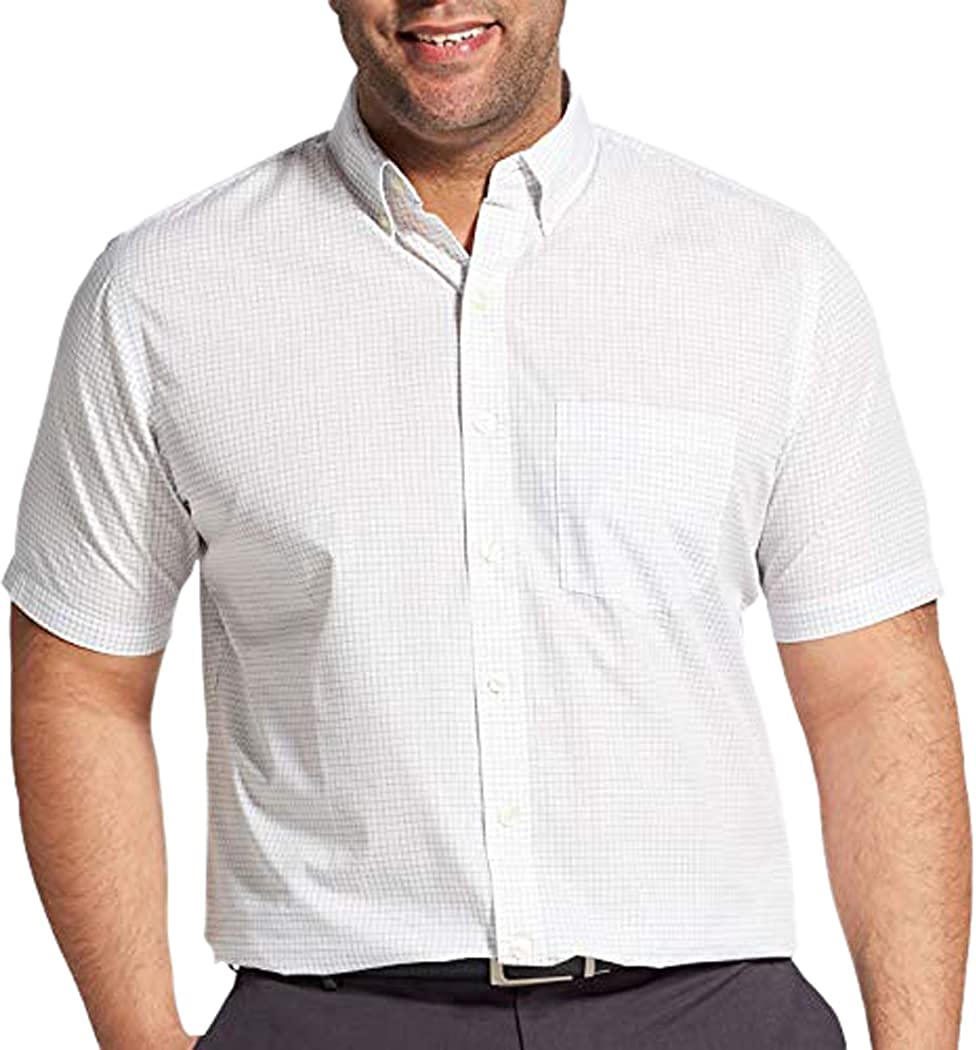 Van Heusen Men's Big and Tall Wrinkle Free Short Sleeve Button Down Check  Shirt