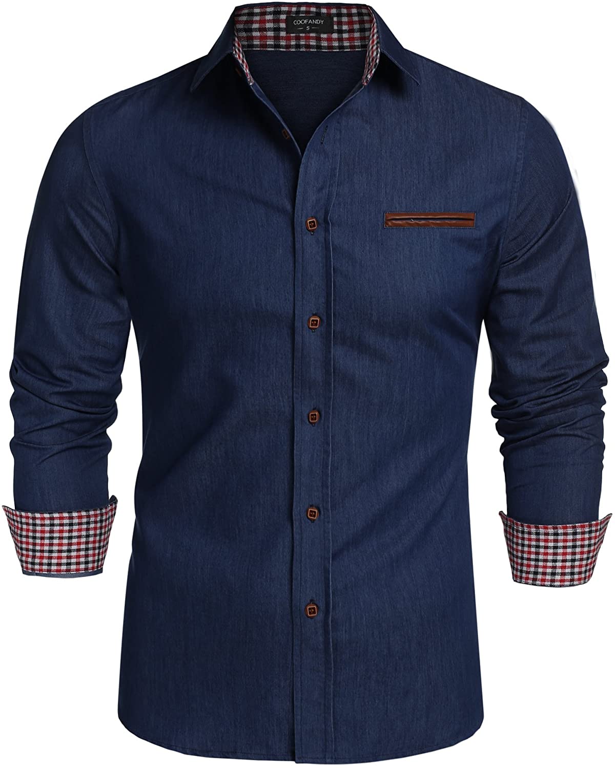 COOFANDY Men's Casual Dress Shirt Button Down Shirts Long-Sleeve Denim ...