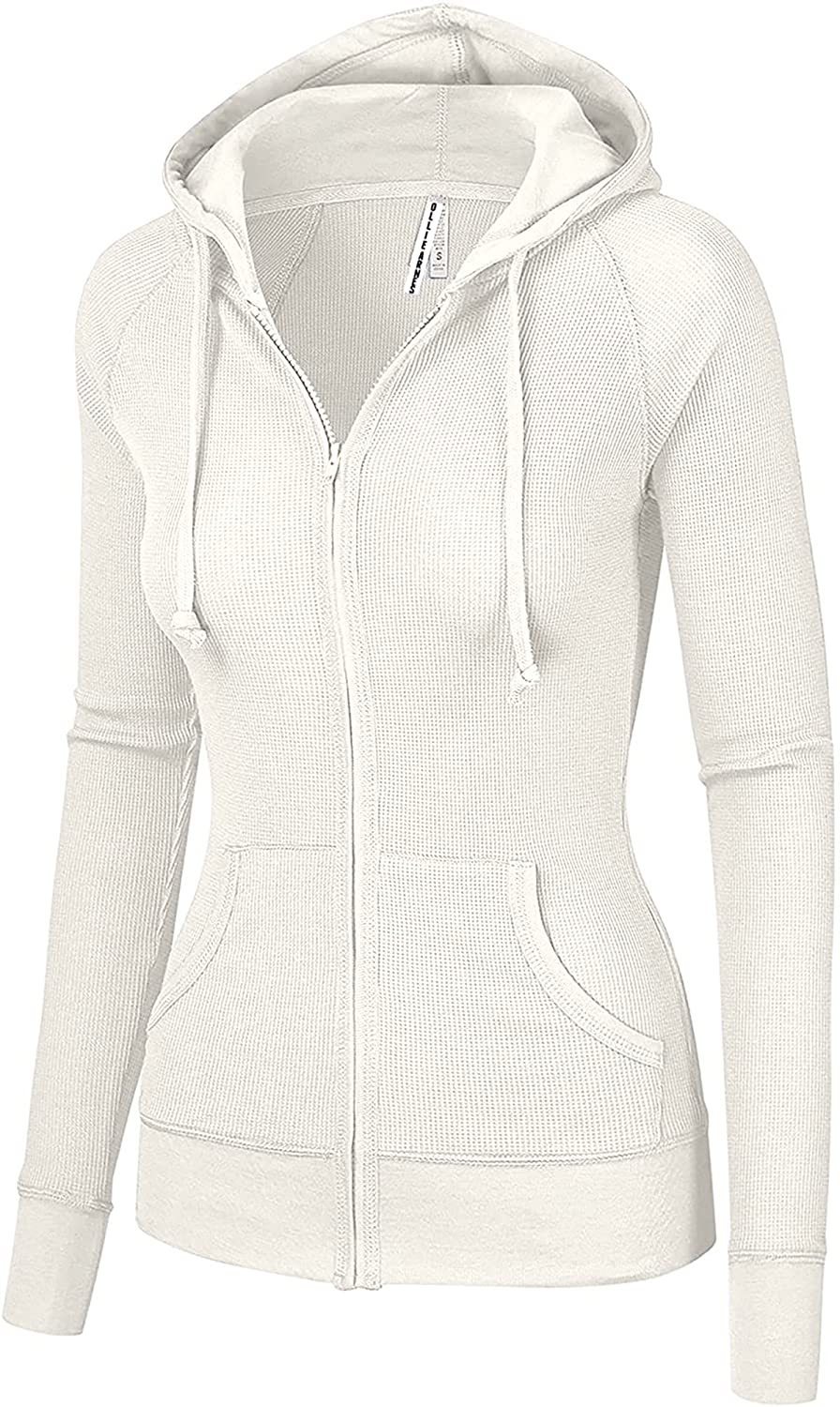 OLLIE ARNES Womens Thermal Long Hoodie Zip Up Jacket Sweater Tops 