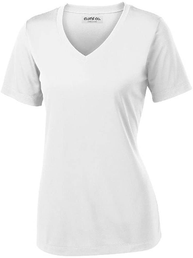 Ladies Short Sleeve V-Neck Moisture Wicking Athletic Shirt Clothe Co