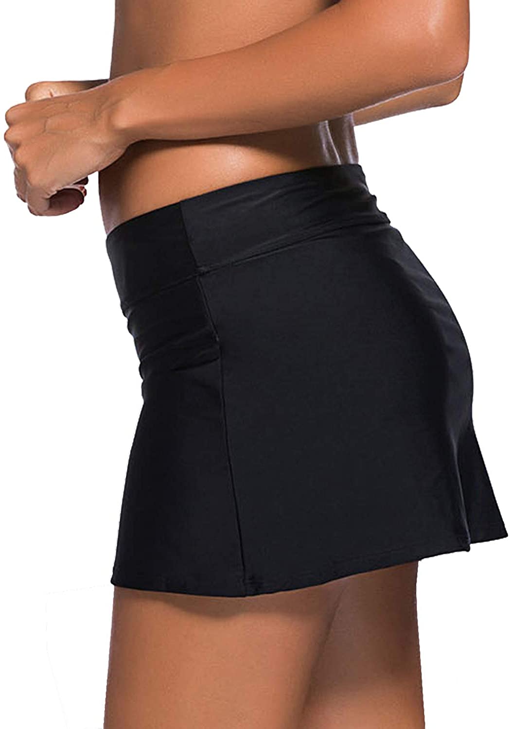 Rekita Women Swim Skirt Solid Color Waistband Skort Bikini Bottom Ebay