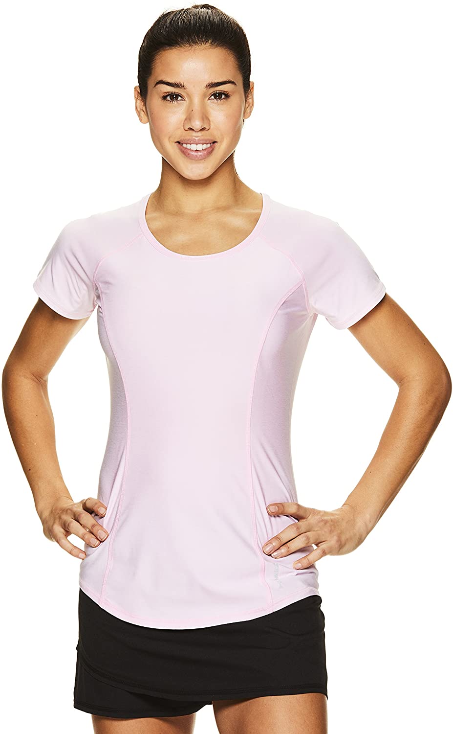 HEAD Womens Studio Short Sleeve Workout T-Shirt Marled Performance Crew Neck Activewear Top 