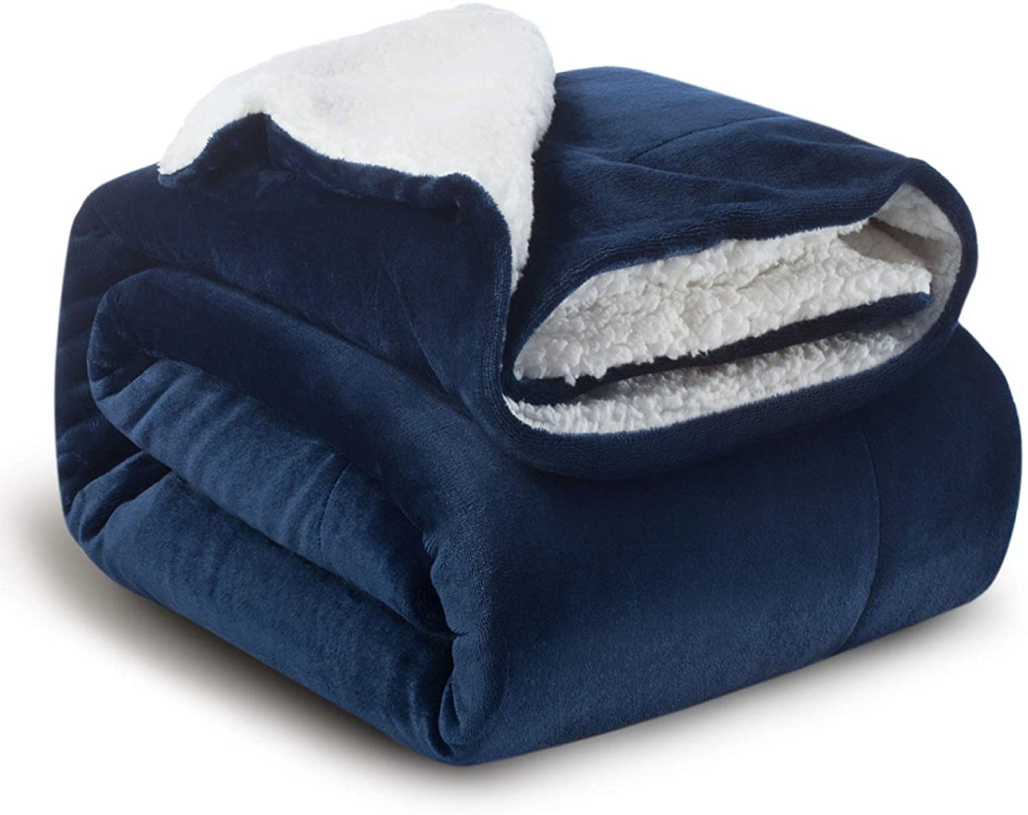 Navy Blue Thick Fuzzy Warm Soft Large Blankets King Size Bedsure Sherpa Fleece King Size Blanket for Bed 108x90 Inches
