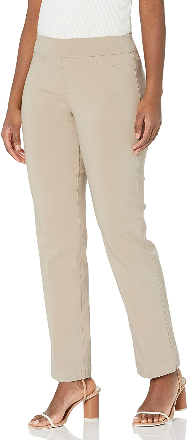 SLIM-SATION Women's Wide Band Pull-On Relaxed Leg Pant with