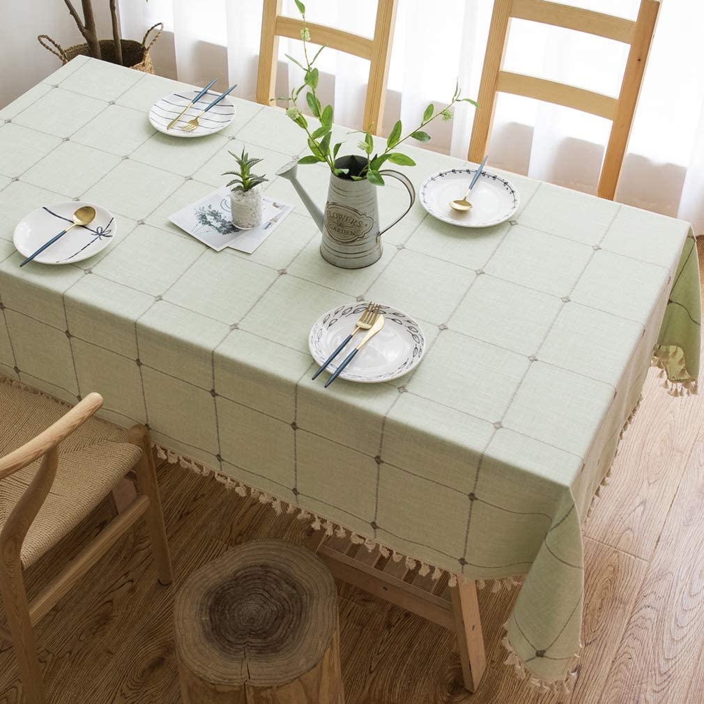 Pahajim Linen Rectangle Tablecloth Table Cloth Heavy Weight Cotton Linen Dust-Pr 