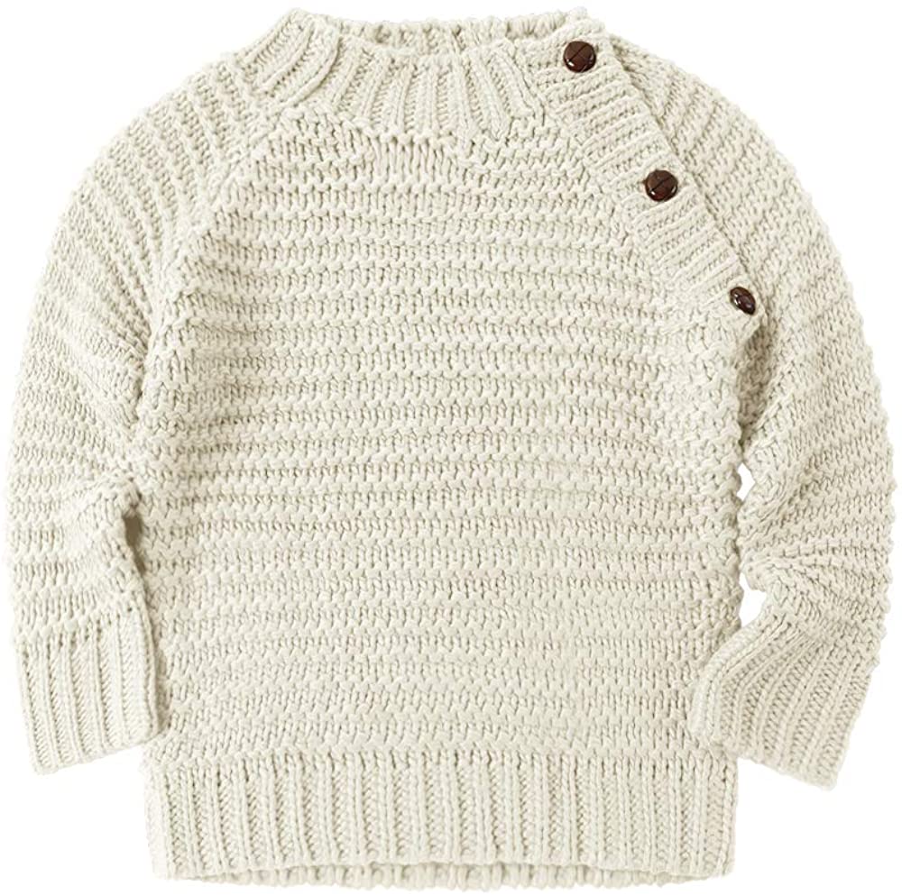 Makkrom Baby Boys Girls O-Neck Toddler Sweaters Loose Winter Knitted Pullover Warm Outwear