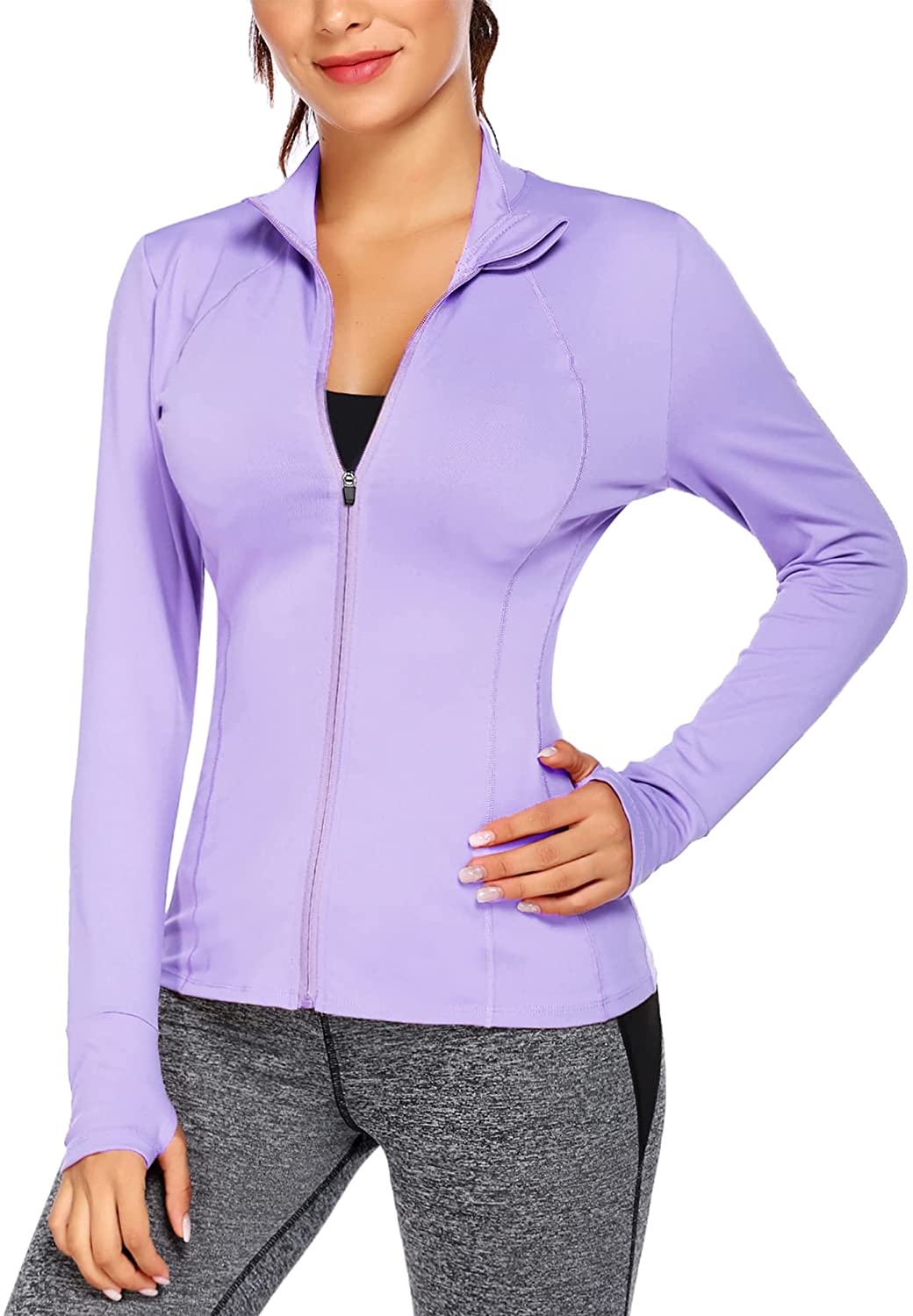 COOrun Yoga Jacket for Women Slim Fit Workout Jacket Outdoor Running Jacket  Quick Dry Hoodie Jacket with Pockets,Blue Small at  Women's Clothing  store
