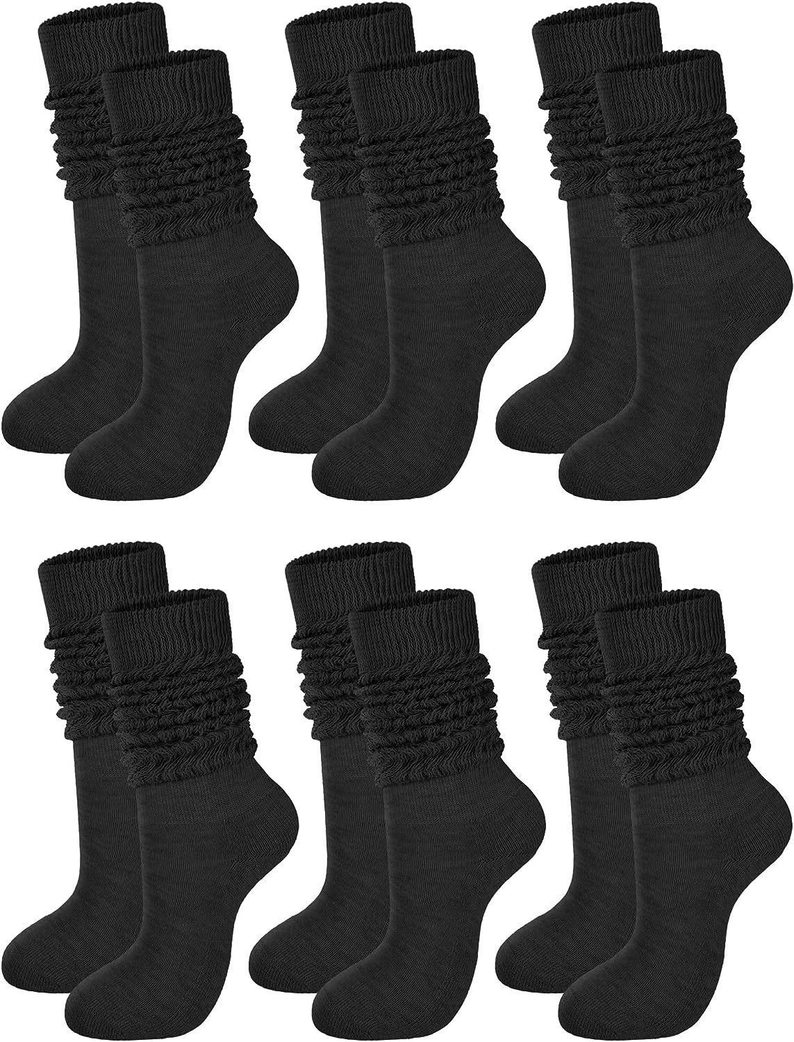 JOCMIC 3 Pairs Slouch Socks Women Extra Long Knee High Scrunch Socks Size  6-11, Black+white+grey, 6-11 : : Clothing & Accessories