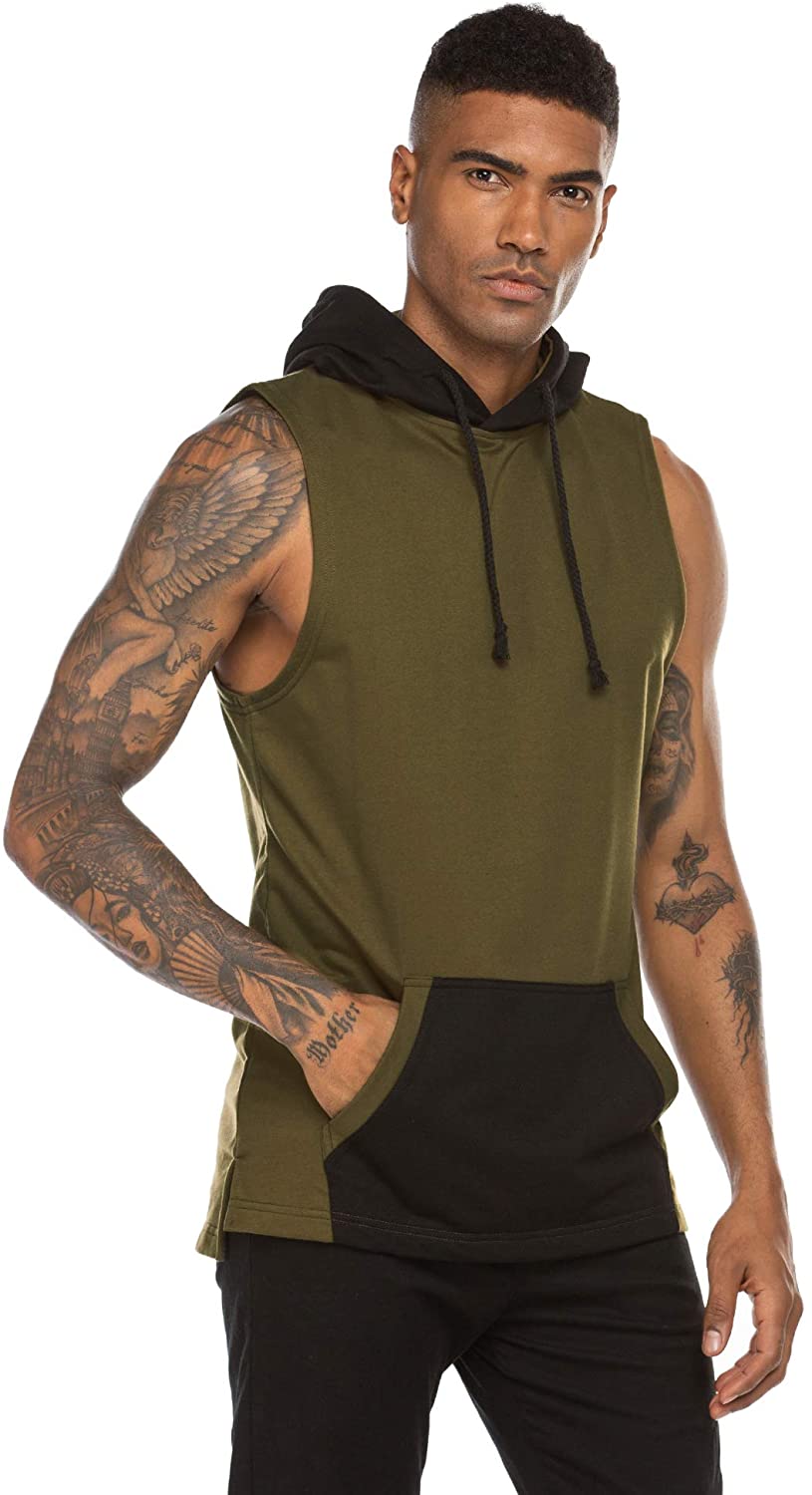 COOFANDY Men's Workout Gym Hooded Tank Top Sleeveless Cut Off Fashion T ...