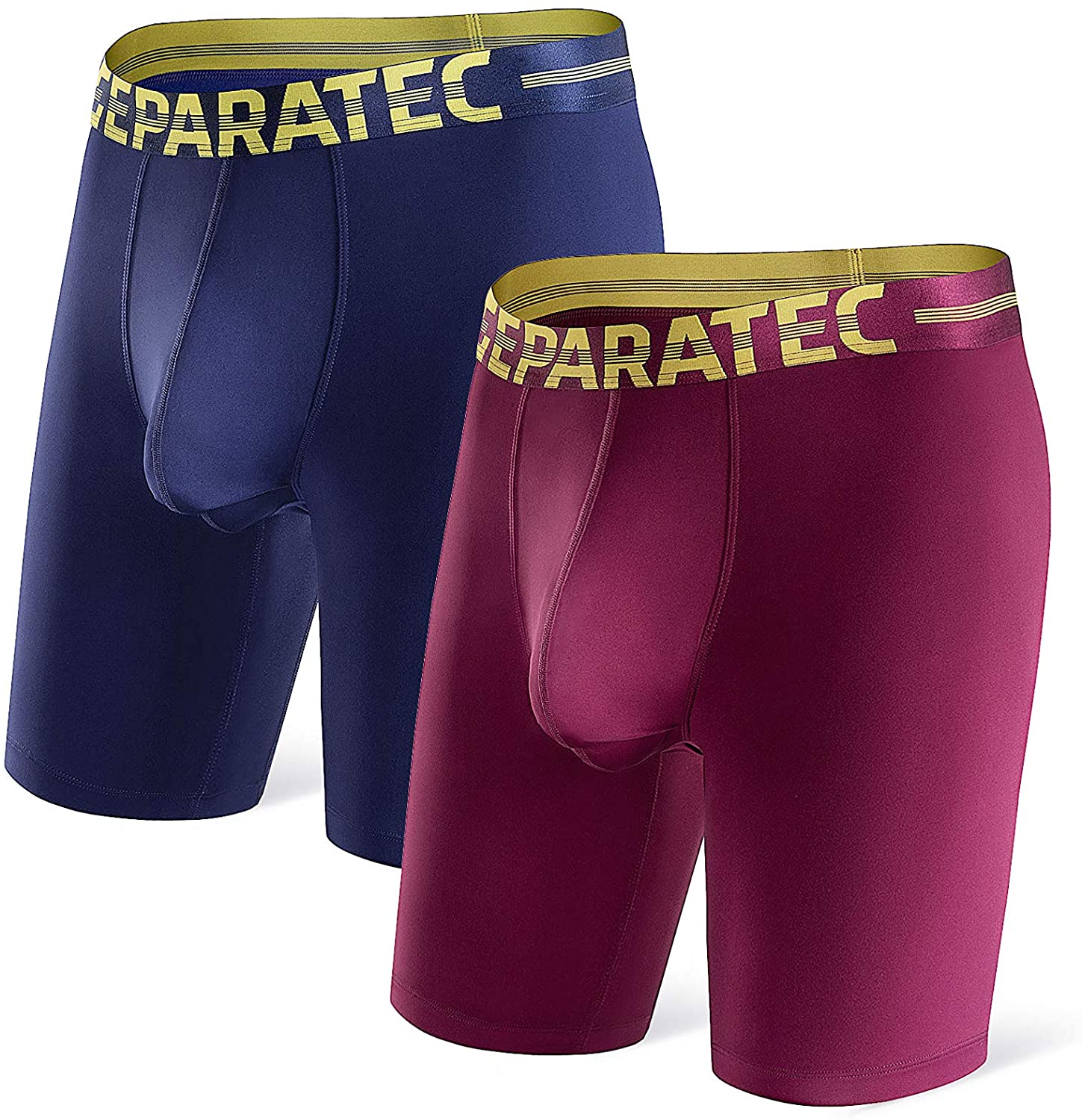 Separatec Men's Athletic Cool Mesh Fast Dry Long Leg Boxer Briefs Dual  Pouch Underwear 2 Pack at  Men's Clothing store
