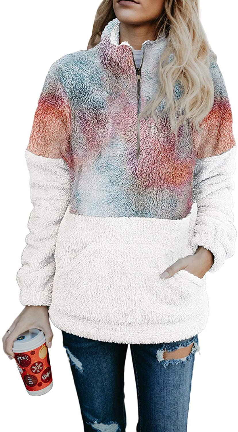 thumbnail 26  - Acelitt Women&#039;s Cozy Oversize Fluffy Fleece Sweatshirt Pullover Outwear (18 Colo