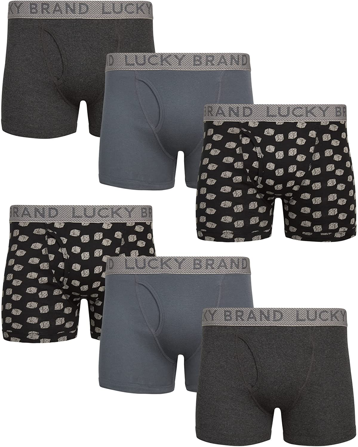Men's Lucky 213PB06 Cotton Boxer Briefs - 3 Pack (Mood Indigo