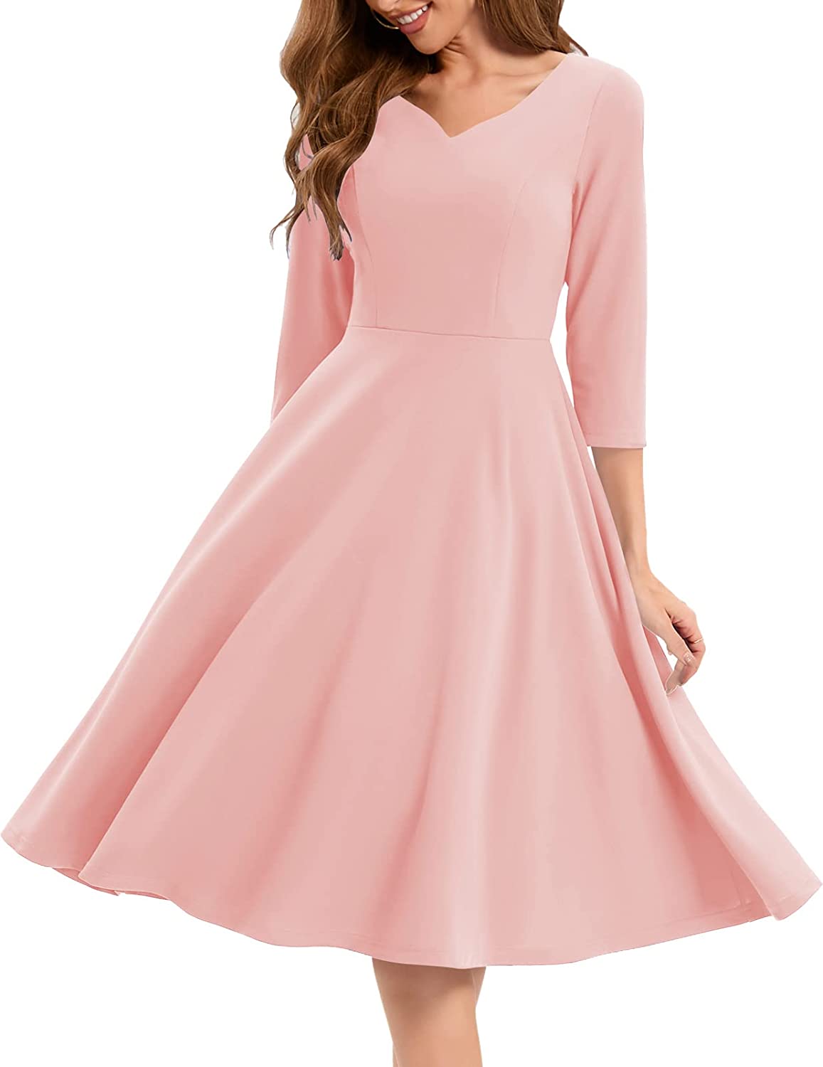 DRESSTELLS Vintage Tea Dress for Women, Cocktail Fit Flare Dress for  Church, 3/4 | eBay
