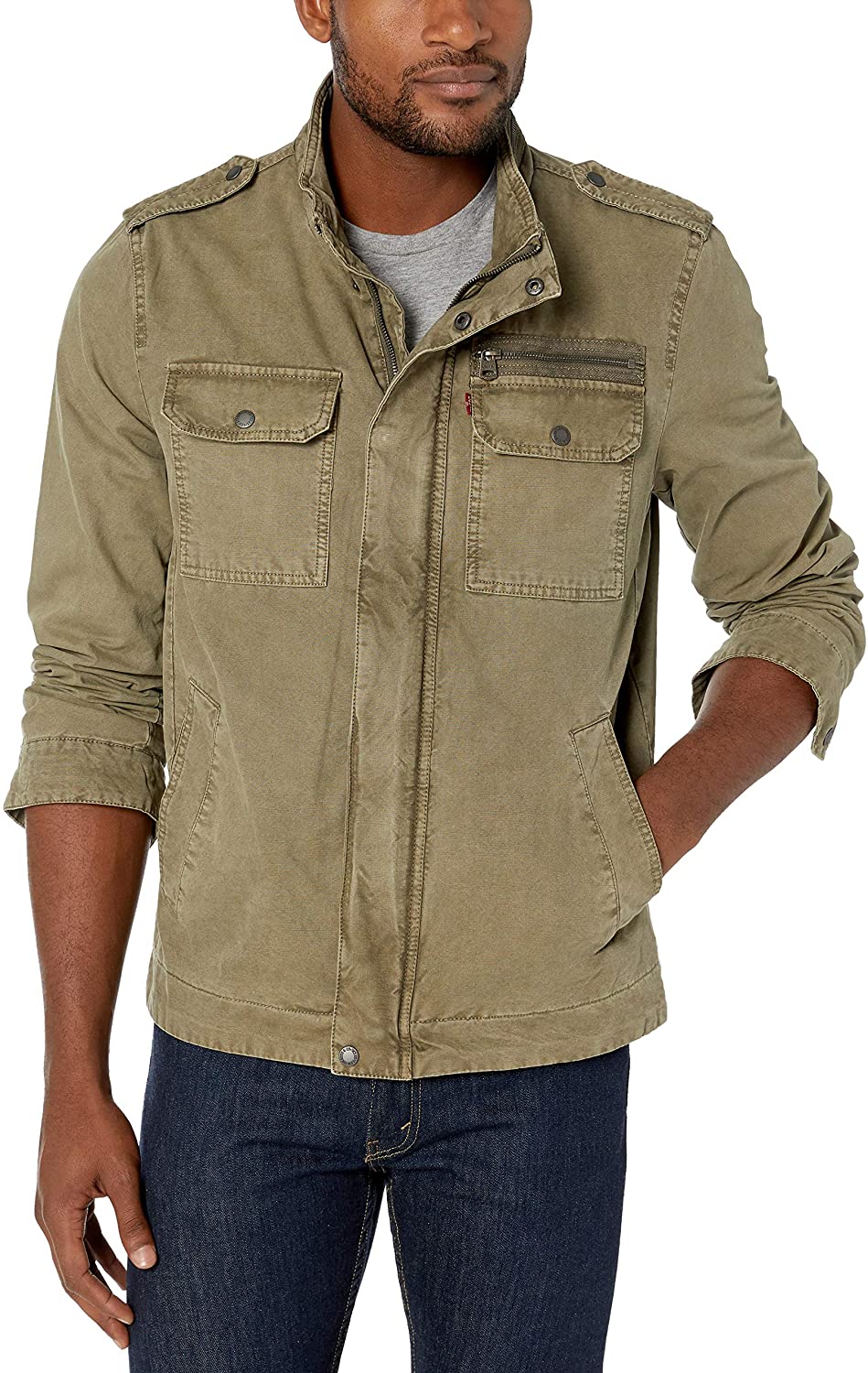 Levi's Men's Washed Cotton Two Pocket Military Jacket Big & Tall