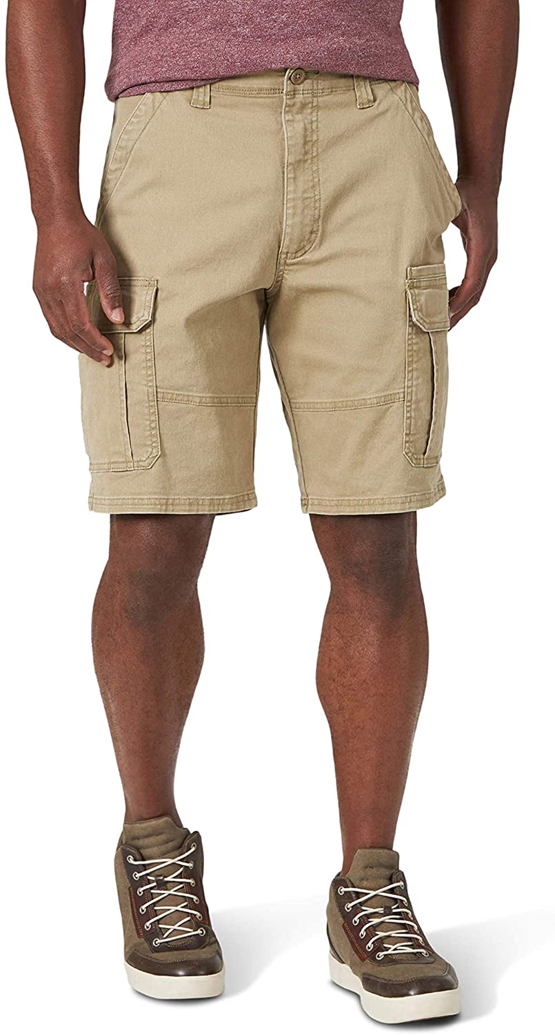 wrangler men's relaxed fit at the knee flex cargo shorts