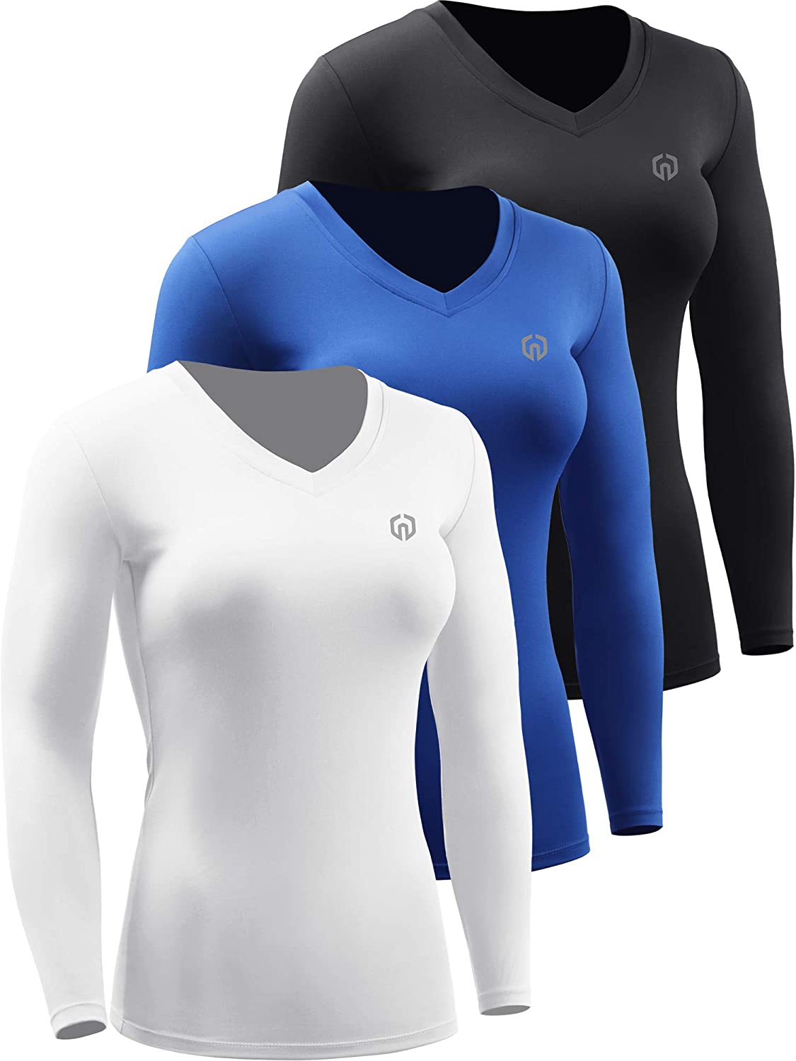 NELEUS Women's 3 Pack Compression Shirts Long Sleeve Yoga Athletic Running  T Shi
