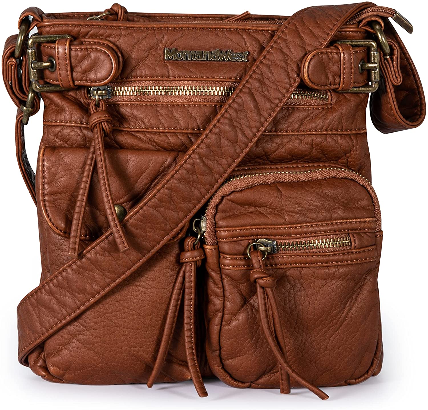 Faux Leather Multi Pocket Cross Body Bag
