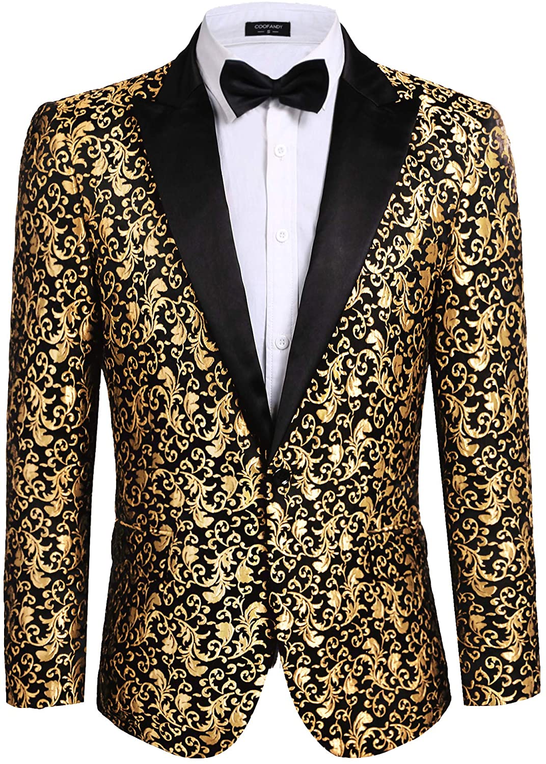 COOFANDY Mens Floral Party Dress Suit Blazer Notched Lapel Jacket One Button Tuxedo