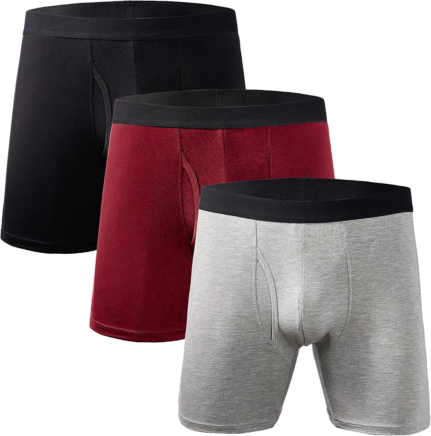 Uhetao Men’s Underwear Boxer Briefs Soft Comfortable Bamboo Viscose ...