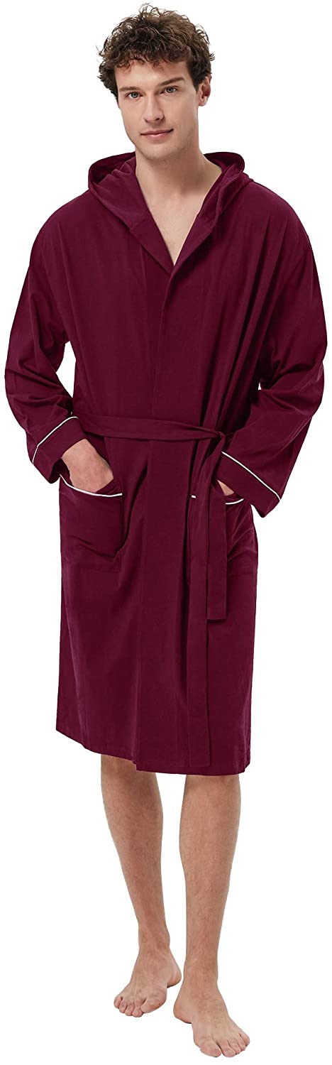thumbnail 10  - SIORO Men&#039;s Cotton Robe Lightweight, Soft Kimono Knee Length Bathrobes for Spa a