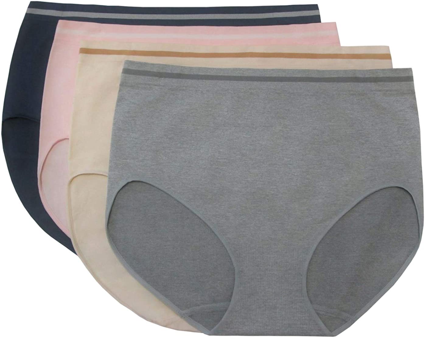 ELLEN TRACY Women’s Full Brief Panties Breathable Seamless Underwear 4-Pack  Mult