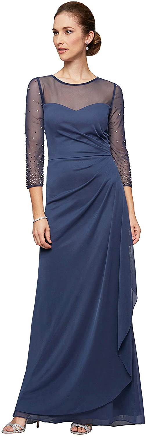 Alex Evenings Women s Long A line Sweetheart Neck Dress