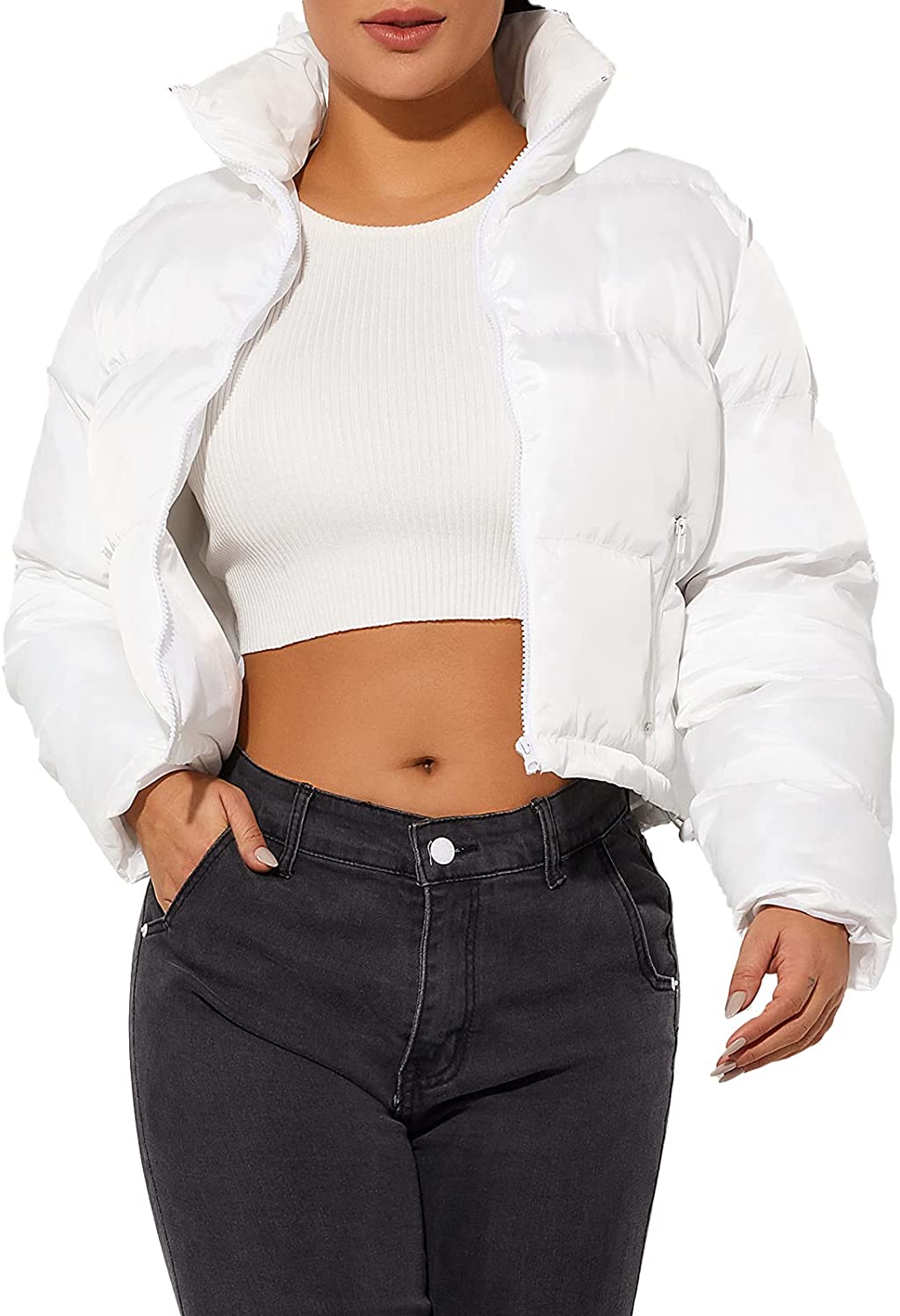 warm cropped puffer jacket