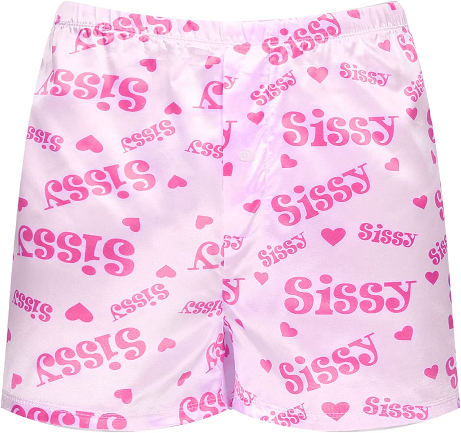 YiZYiF Men's Silk Lips Print Frilly Shiny Satin Boxer Shorts Lounge  Underwear Halloween