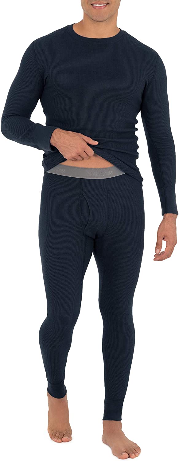 Top and Bottom Fruit of the Loom Mens Recycled Waffle Thermal Underwear Set