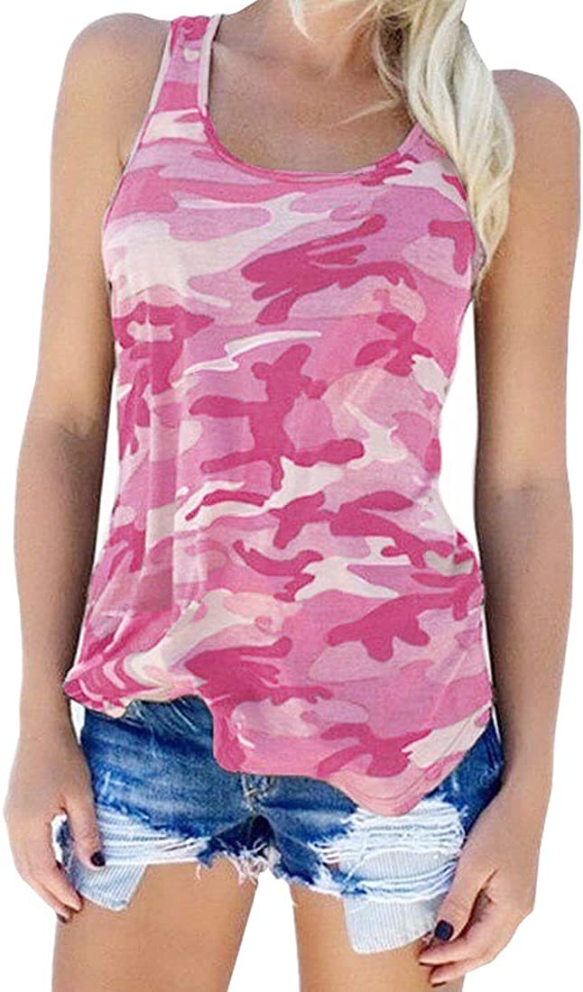 Cute Camo Tank Flowy Athletic Shirts Running Muscle Shirts Workout