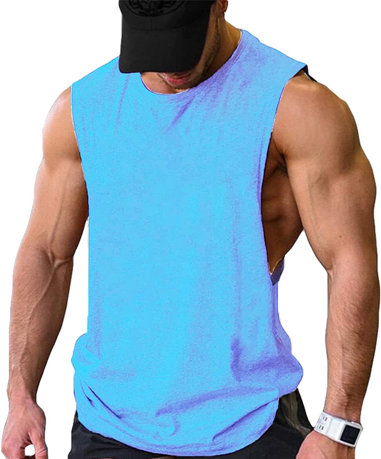 COOFANDY Men's Fishnet Shirt Sleeveless Mesh Tank Top See Through Muscle  Shirt