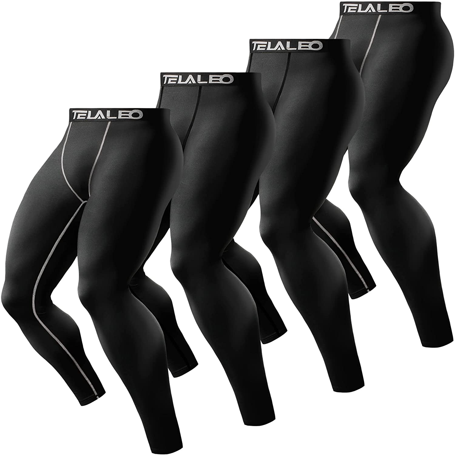 TELALEO 4 Pack Men's Compression Pants Leggings Sports Tights Athletic  Baselayer
