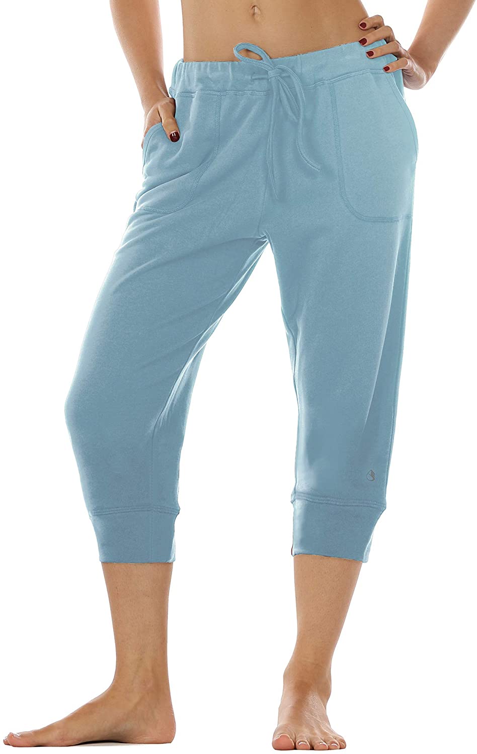 icyzone Women's French Terry Jogger Lounge Sweatpants - Active Capri Pants  for W
