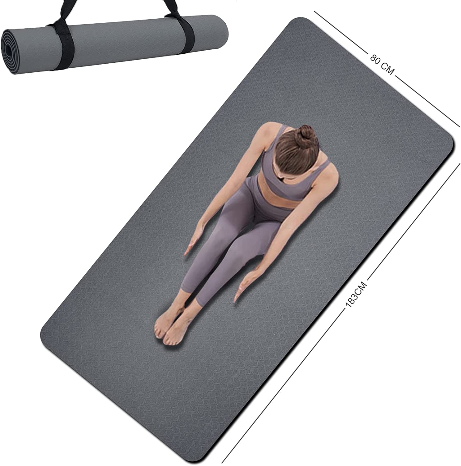 Yoga Mat Double-Sided Non Slip, 72'' x 32'' x 7mm - Extra Wide & Thick Yoga  Mat