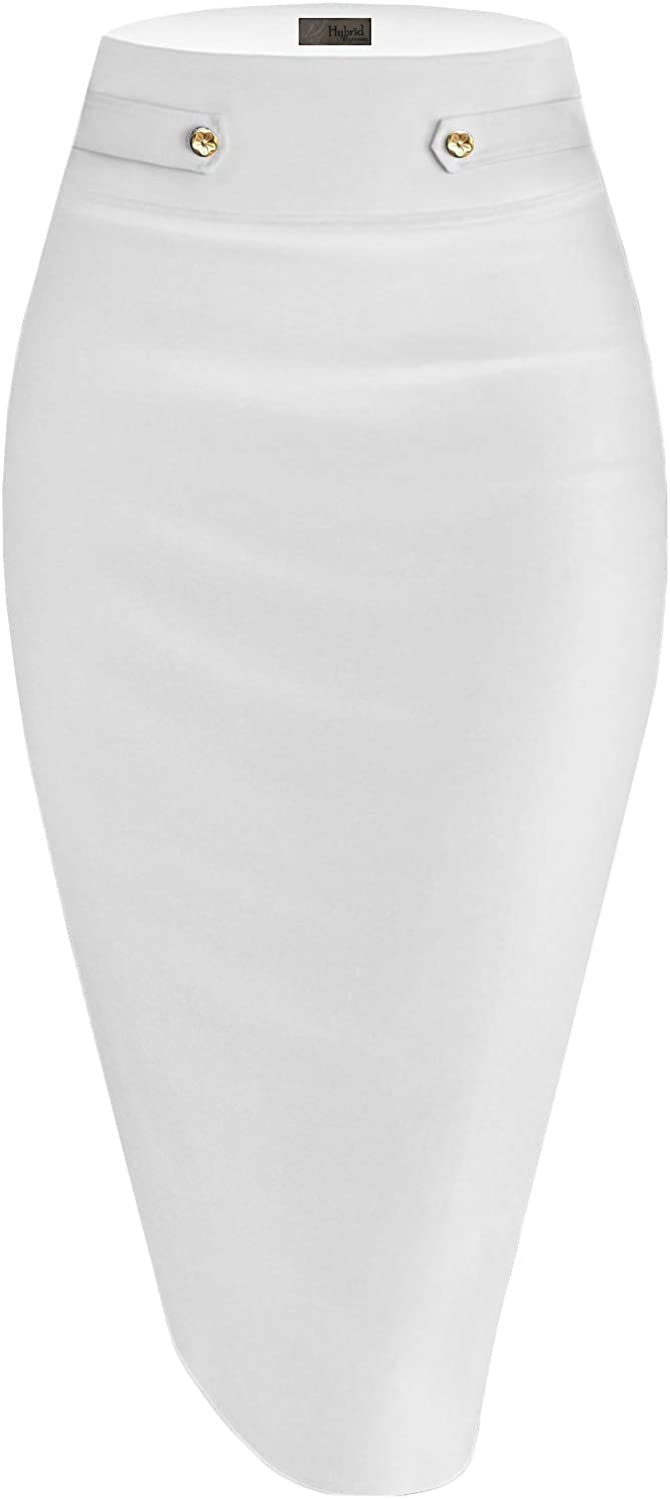 H&C Womens Premium Nylon Ponte Stretch Office Pencil Skirt Made Below Knee Made in The USA 