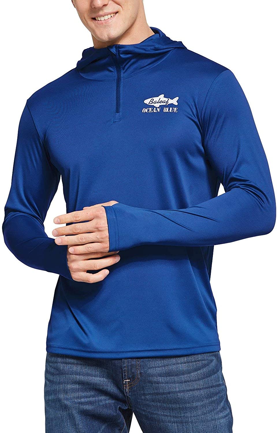 BALEAF Men's UPF 50+ Sun Protection Athletic Hoodie Long Sleeve Workout ...