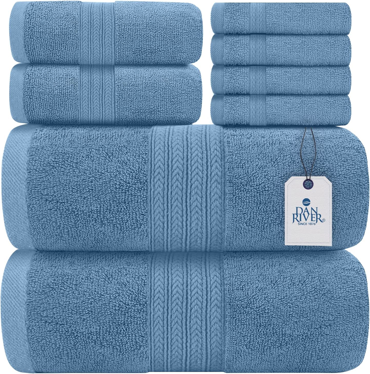 DAN RIVER 100% Cotton Hand Towel Set of 6| Ultra Soft Bathroom Hand Towels|  Salon Towel| Absorbent| Extra Large Hand Towel| Spa Hand Towel| Gym Hand