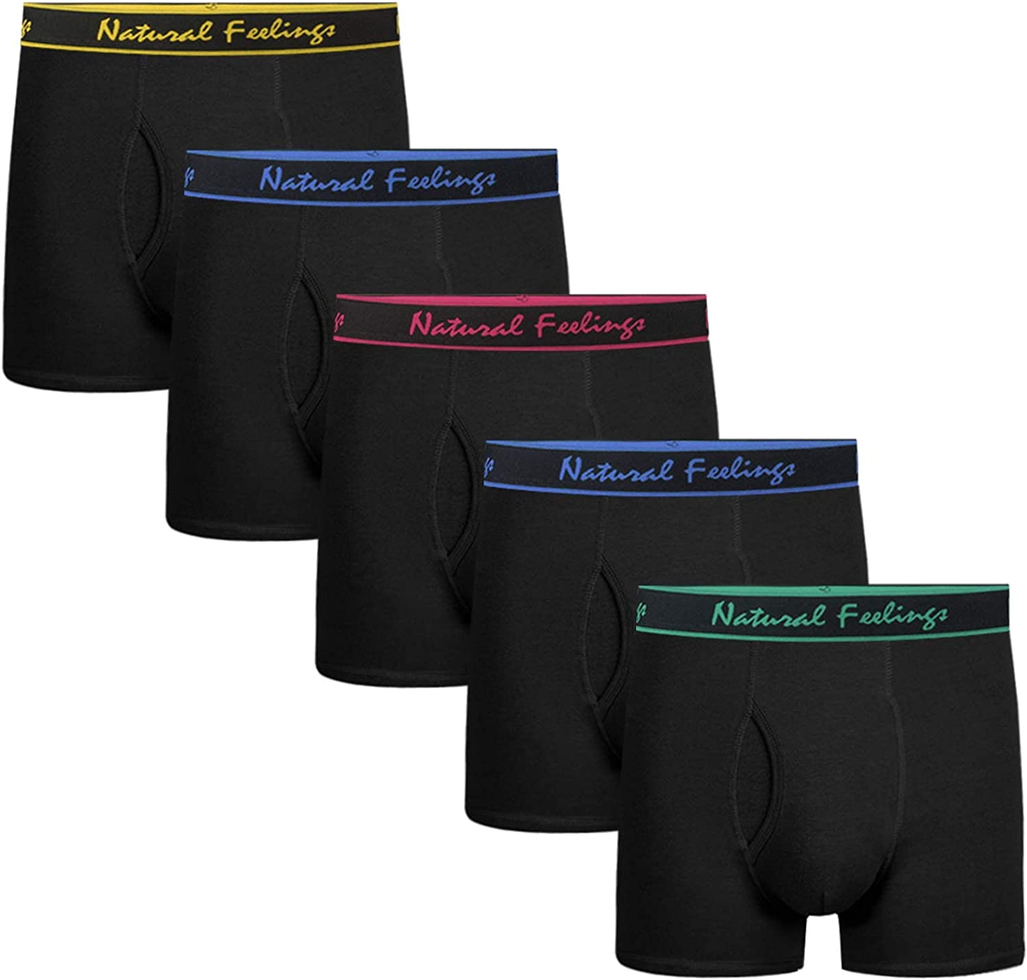 Natural Feelings Boxer Briefs Mens Underwear Men Pack of 6 Soft Cotton Open  Fly Underwear at  Men's Clothing store