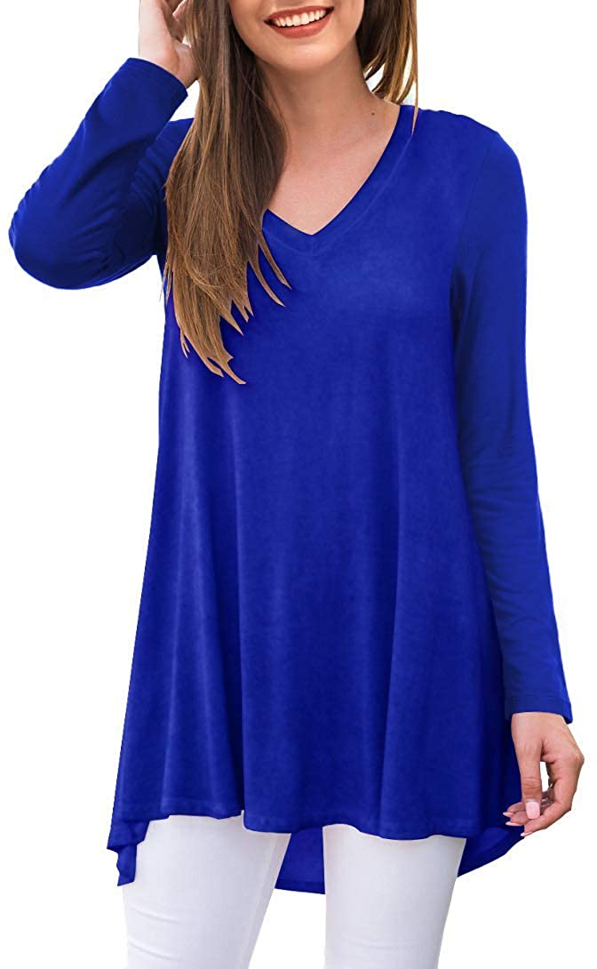 AWULIFFAN Women's Fall Long Sleeve V-Neck T-Shirt Sleepwear Tunic Tops Blouse Shirts