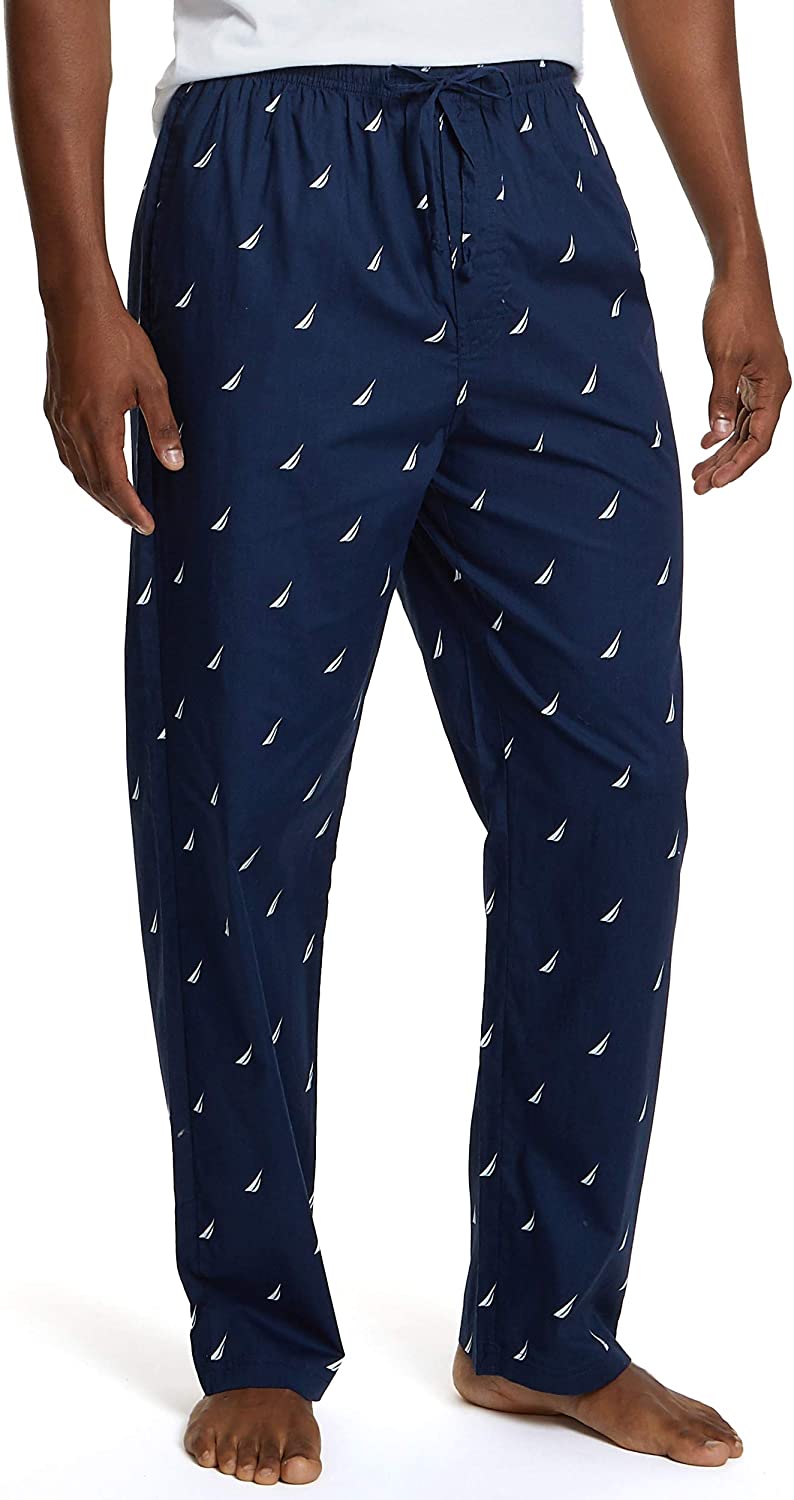 Nautica Mens Soft Woven 100% Cotton Elastic Waistband Sleep Pajama Pant,
